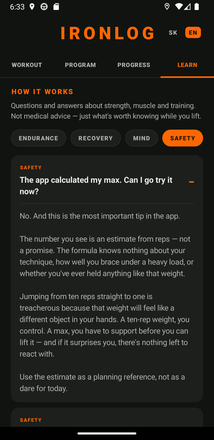 Opened answer explaining why not to test your calculated max right away